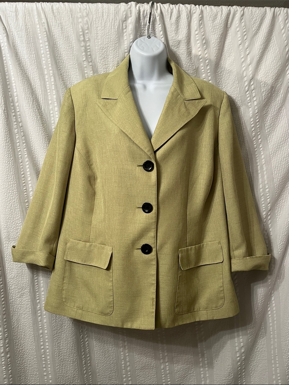 Women's Studio Celery Green Three-Button Blazer Suit Jacket size 18W